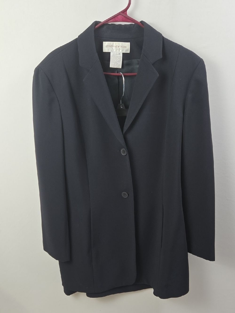 Jones New York Navy Two-Button Womens Blazer Skirt Suit Sz 16 Career Church Lady